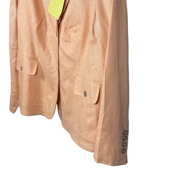 NWT Dialogue Linen Jacket, Peach, Plus Size 1X - Picture 7 of 10